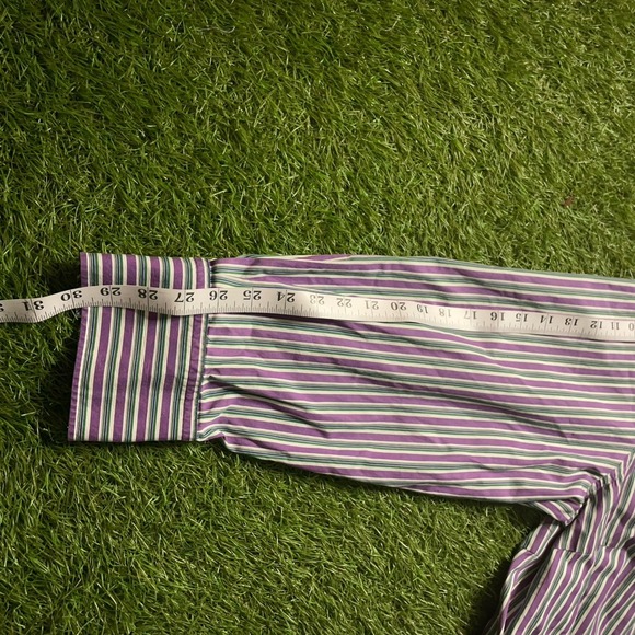 Lauren Ralph Lauren Women's Button Down Shirt 3XL Purple Monogram 3/4 Sleeve - Picture 11 of 12